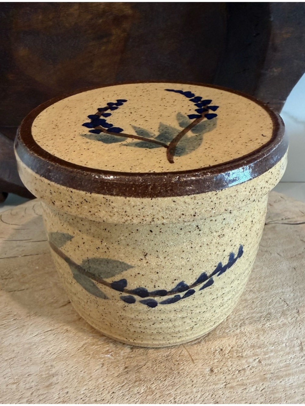 Vintage Landfair Pottery~Signed Studio Pottery~ NEW Butter Bell~ Blue Lupine